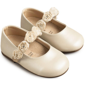 Γοβάκι Μονή Μπαρέτα με Λουλούδια BS3523 Εκρού