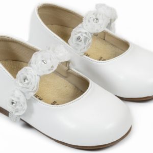 Γοβάκι Μονή Μπαρέτα με Λουλούδια BS3523 Λευκό