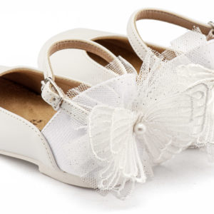 Γαλλικό Γοβάκι με Διακοσμημένη Φτέρνα Πεταλούδα BS3594 Λευκό