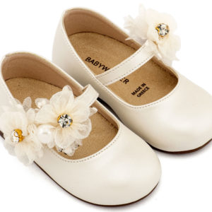 Γοβάκι Μονή Μπαρέτα με Διακοσμητικό Οργάντζας BS3604 Εκρού