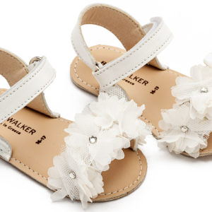 Πέδιλο με Chiffon Λουλούδια MI1633 Λευκό