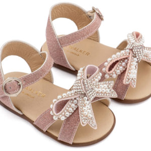 Πέδιλο Διακοσμημένο με Φιόγκο από Πέρλες PRI2655 Ροζ Αντικέ