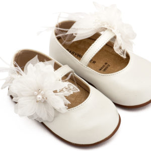 Γοβάκι Μονή Μπαρέτα Χειροποίητο Λουλούδι με Πούπουλα PRI2658 Εκρού