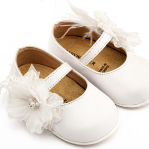 Γοβάκι Μονή Μπαρέτα Χειροποίητο Λουλούδι με Πούπουλα PRI2658 Λευκό