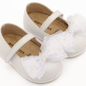 Γοβάκι Μονή Μπαρέτα Φιογκάκι Οργάντζας PRI2659 Λευκό