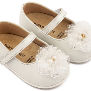 Γοβάκι Μονή Μπαρέτα Χειροποίητο Διακοσμητικό από Τούλι PRI2660 Εκρού